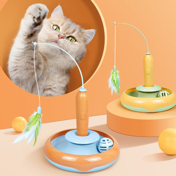 Feather Cat Turntable Toy for Fun & Exercise | Paw Paw Trails